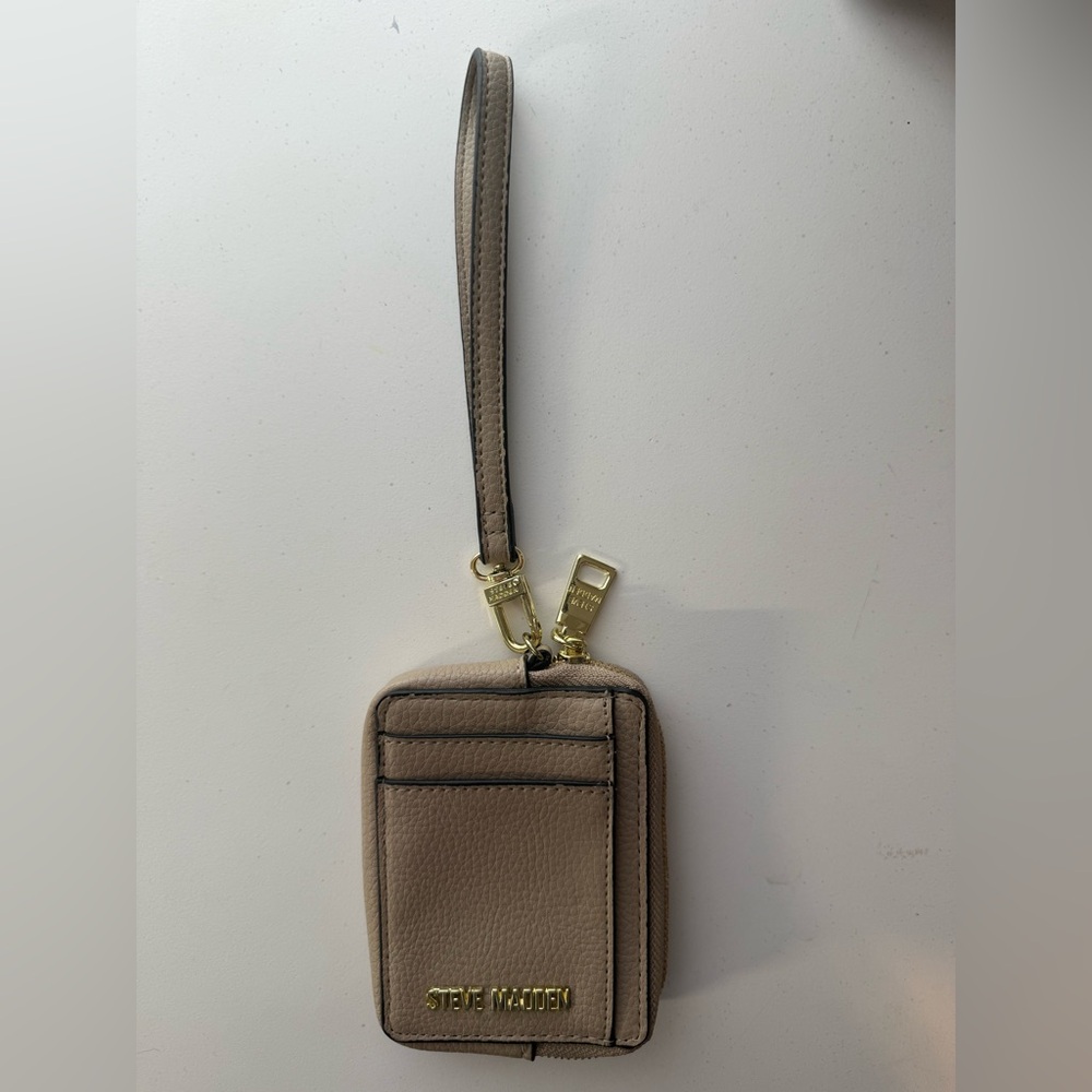 Steve Madden Taupe Wristlet Wallet with Gold Details